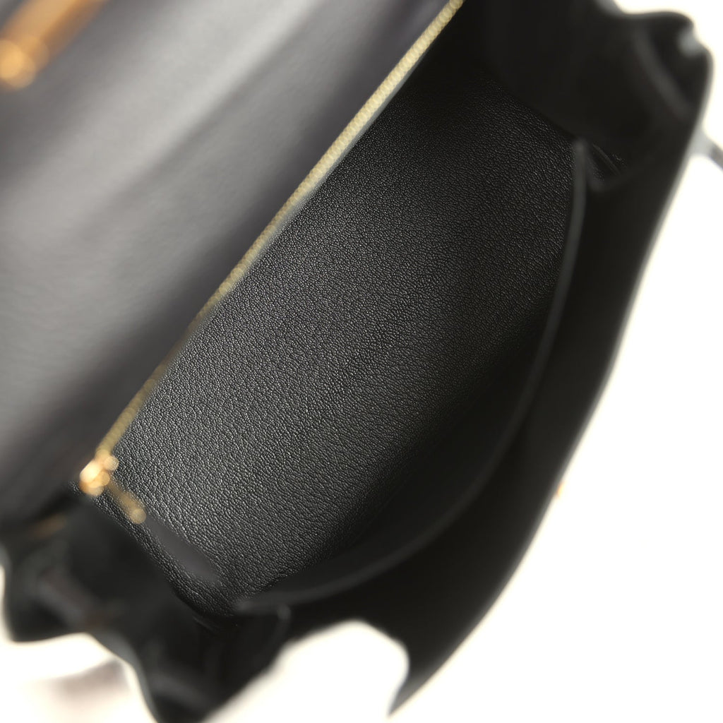 Kelly Retourne 25 Black Togo Gold Hardware Bag