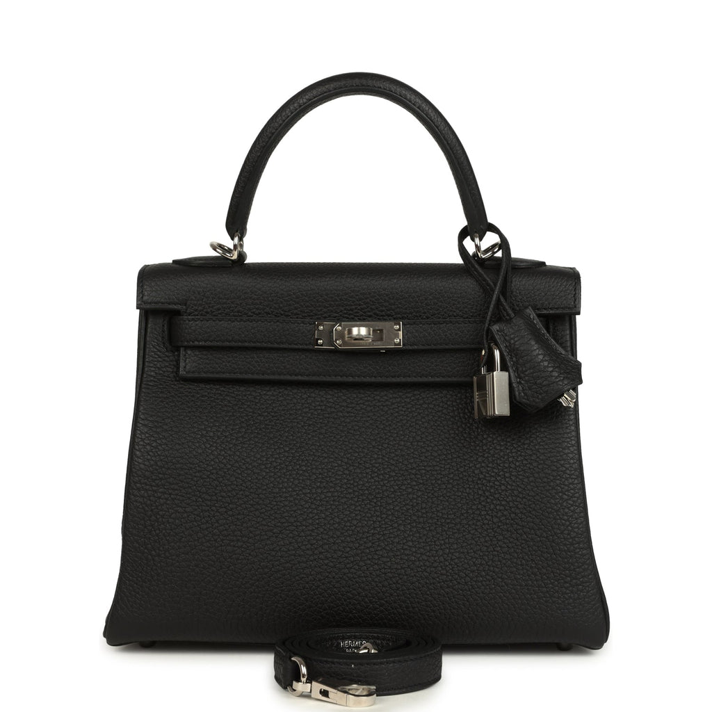 Kelly Retourne 25 Black Togo Palladium Hardware Bag