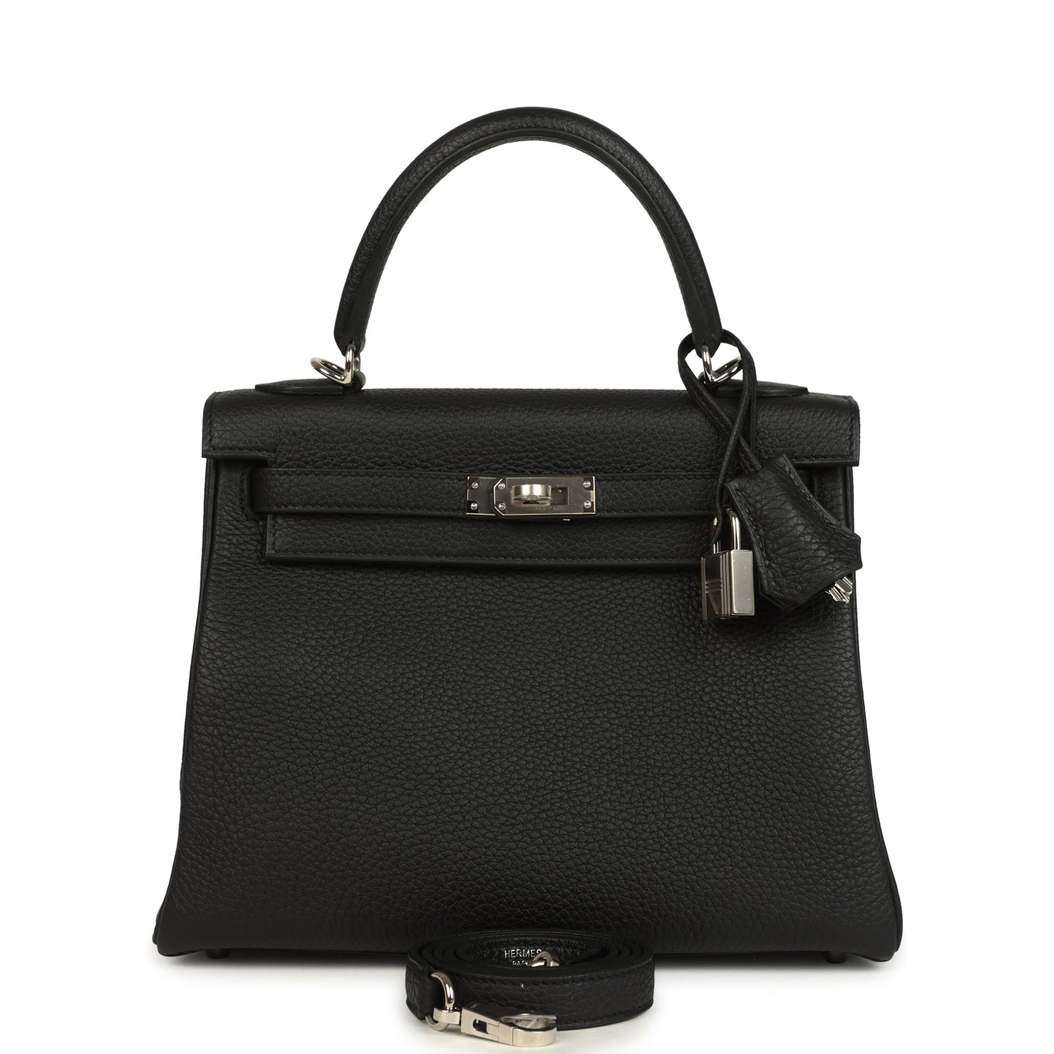 Kelly Retourne 25 Black Togo Palladium Hardware Bag
