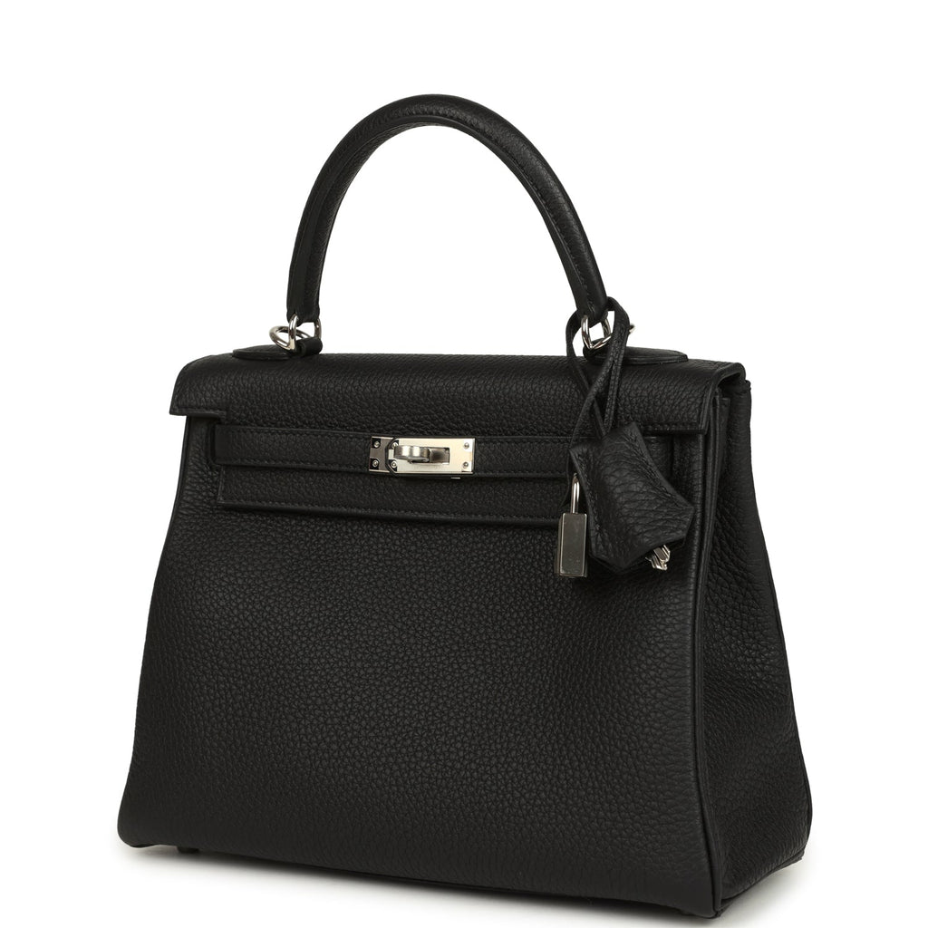 Kelly Retourne 25 Black Togo Palladium Hardware Bag