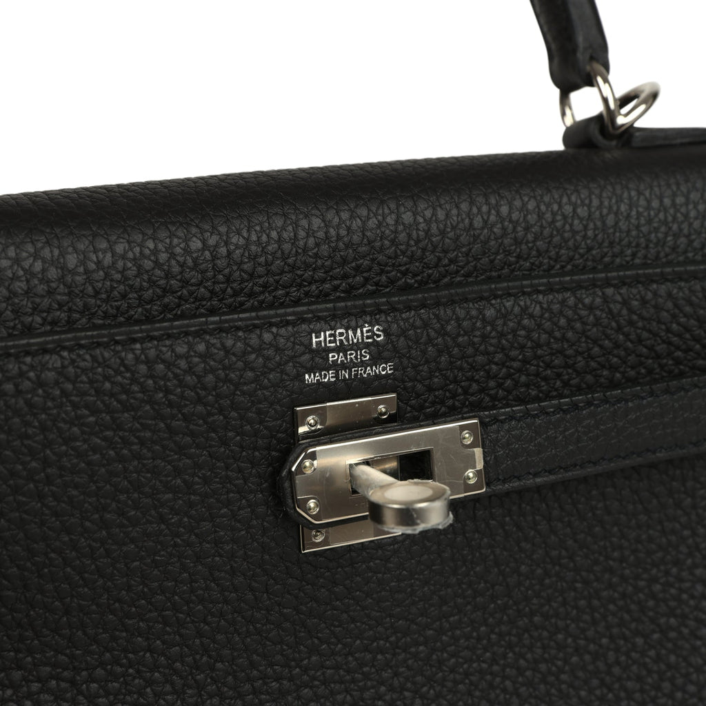Kelly Retourne 25 Black Togo Palladium Hardware Bag
