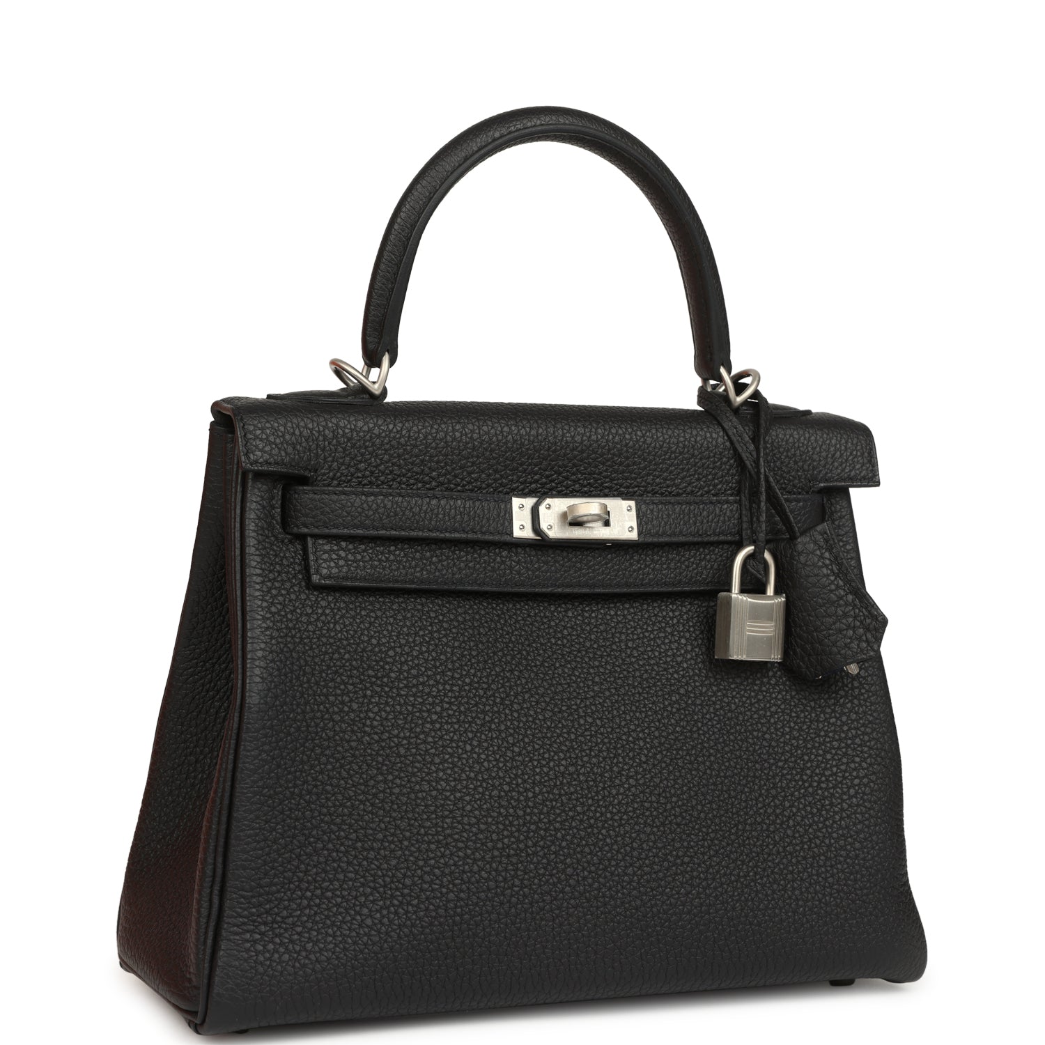 Kelly Retourne 25 Black Verso Togo Brushed Palladium Hardware Bag