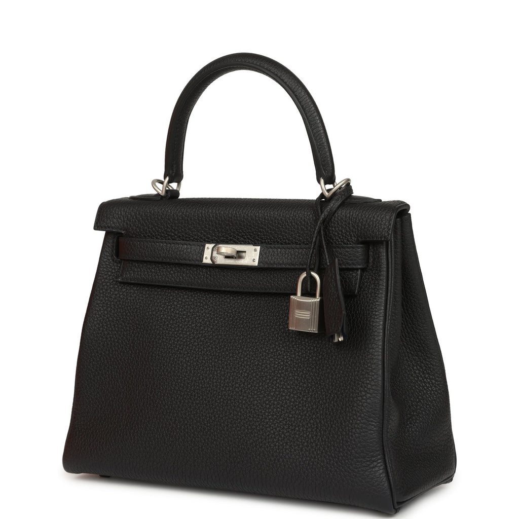 Kelly Retourne 25 Black Verso Togo Brushed Palladium Hardware Bag