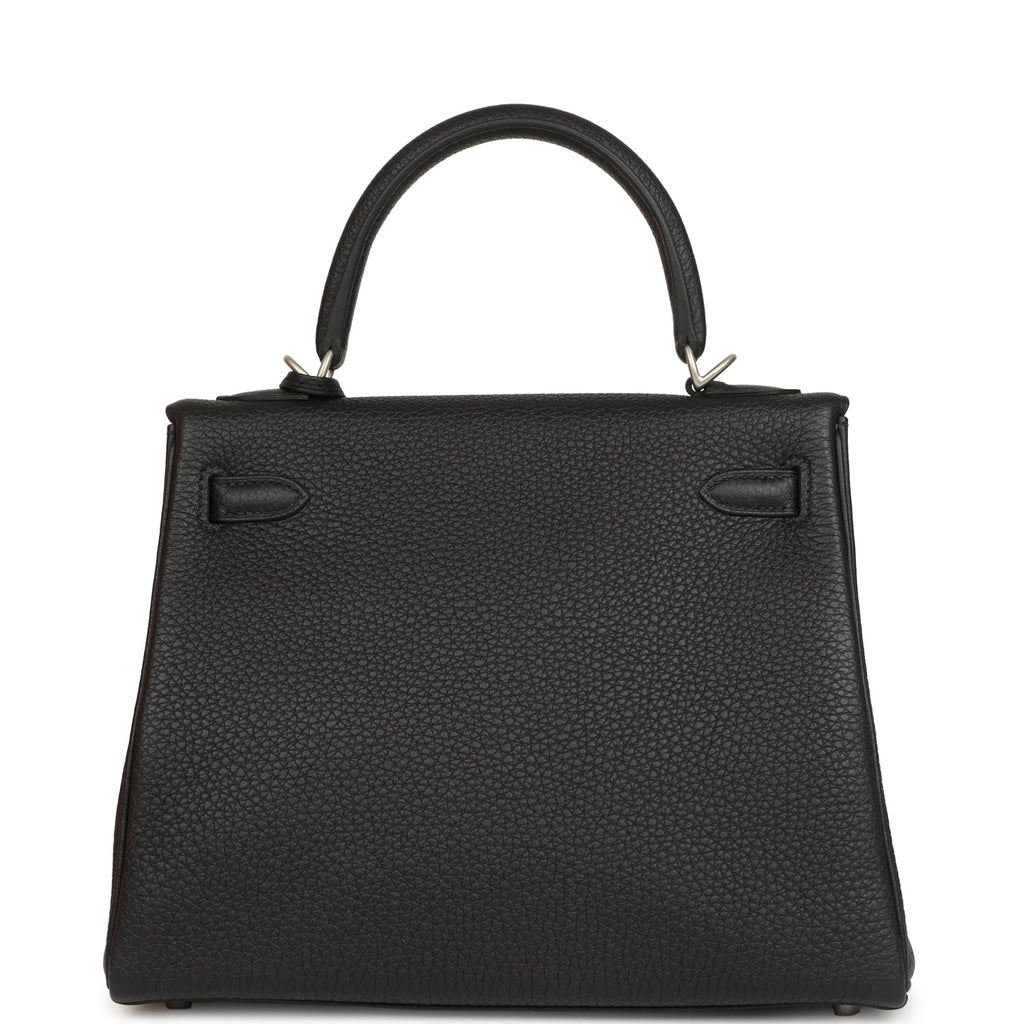 Kelly Retourne 25 Black Verso Togo Brushed Palladium Hardware Bag