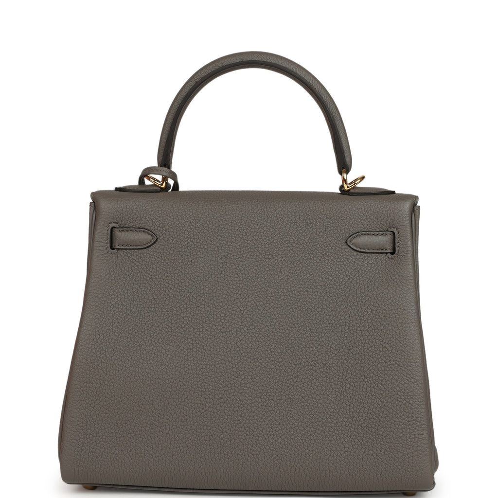Kelly Retourne 25 Etain Togo Gold Hardware Bag
