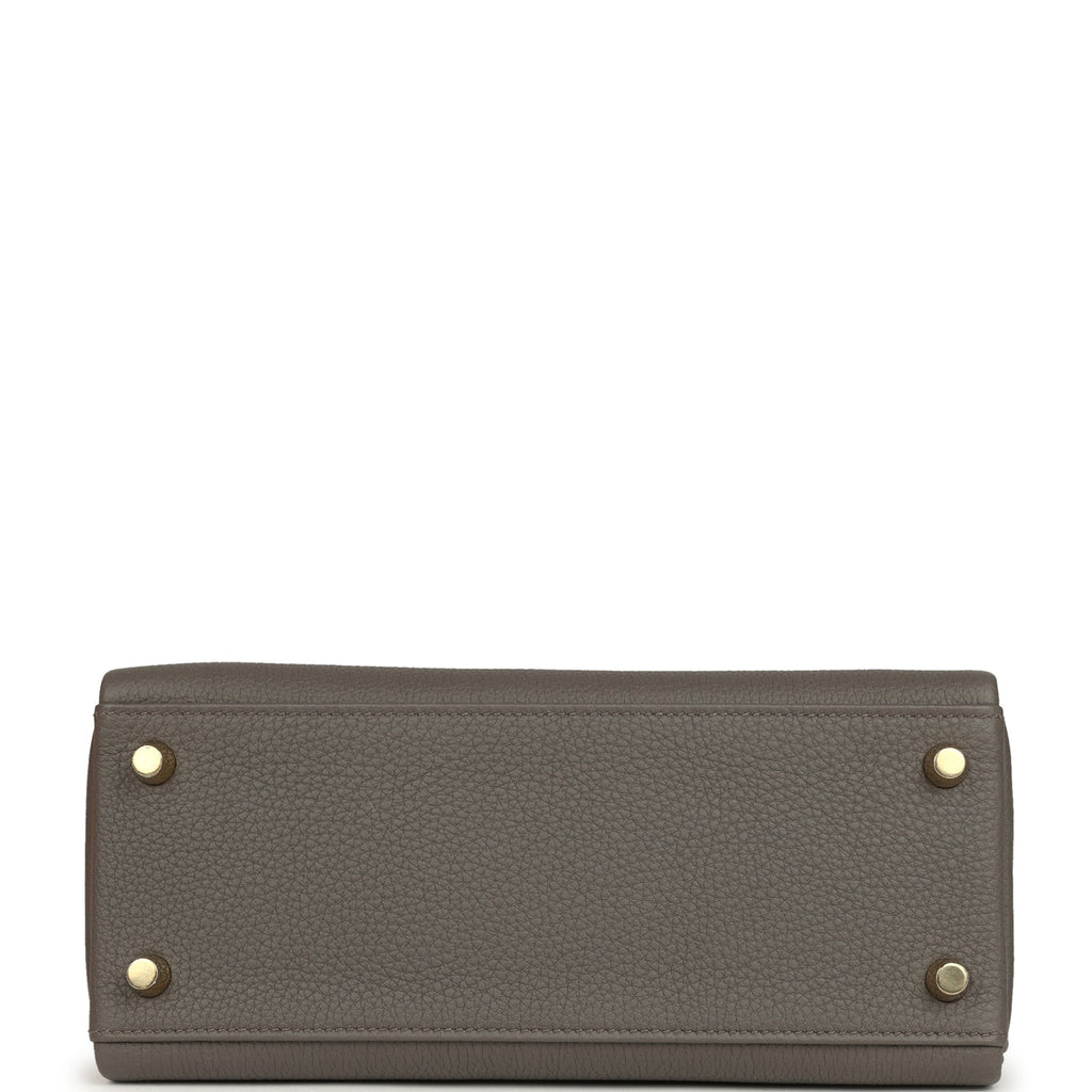 Kelly Retourne 25 Etain Togo Gold Hardware Bag