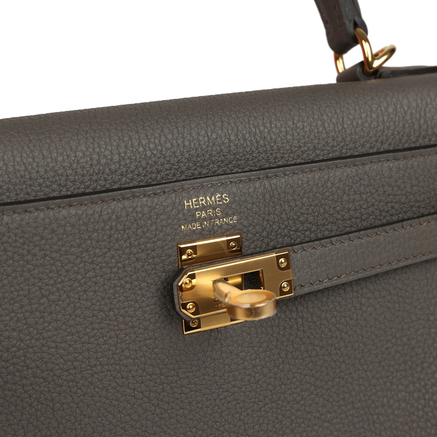Kelly Retourne 25 Etain Togo Gold Hardware Bag