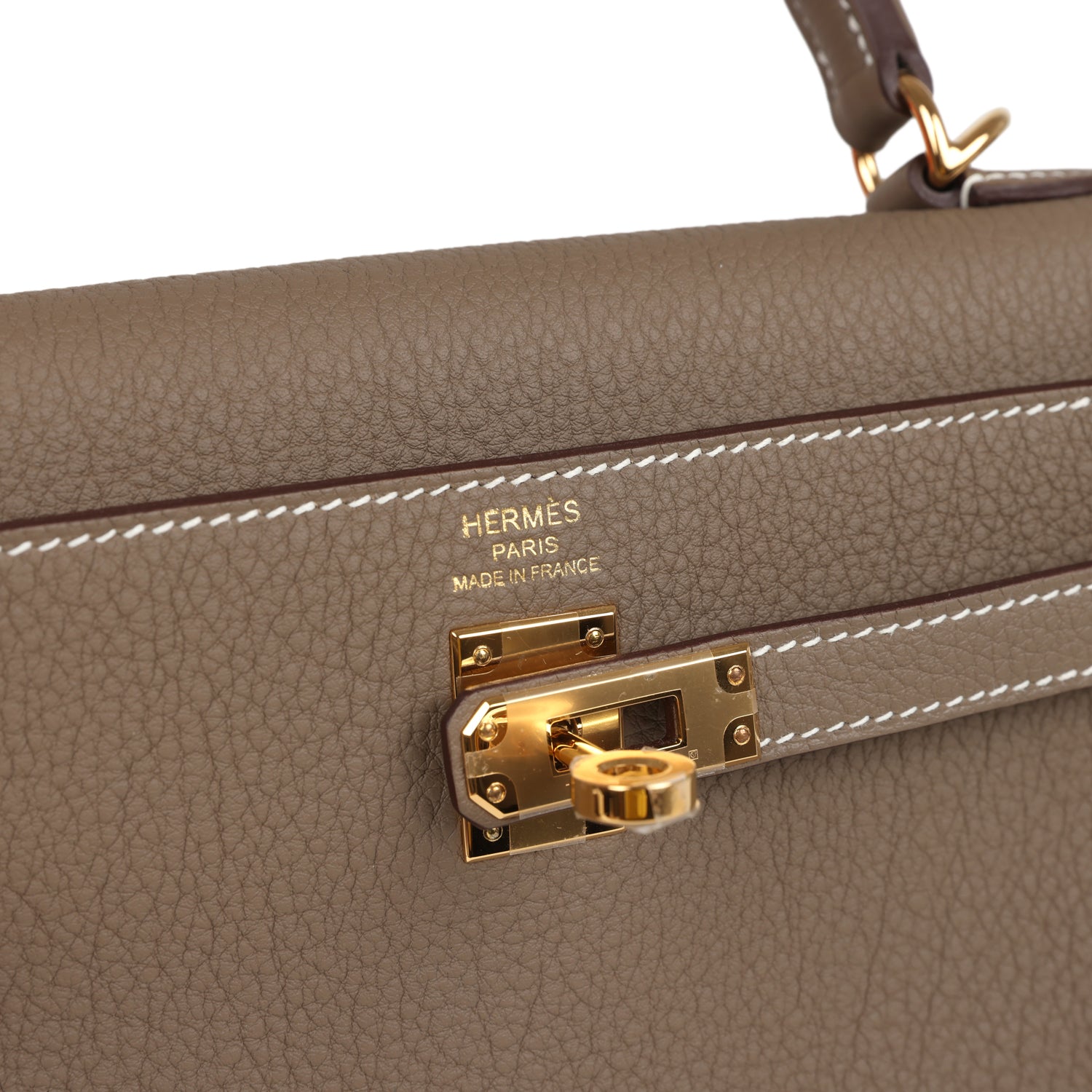 Kelly Retourne 25 Etoupe Togo Gold Hardware Bag