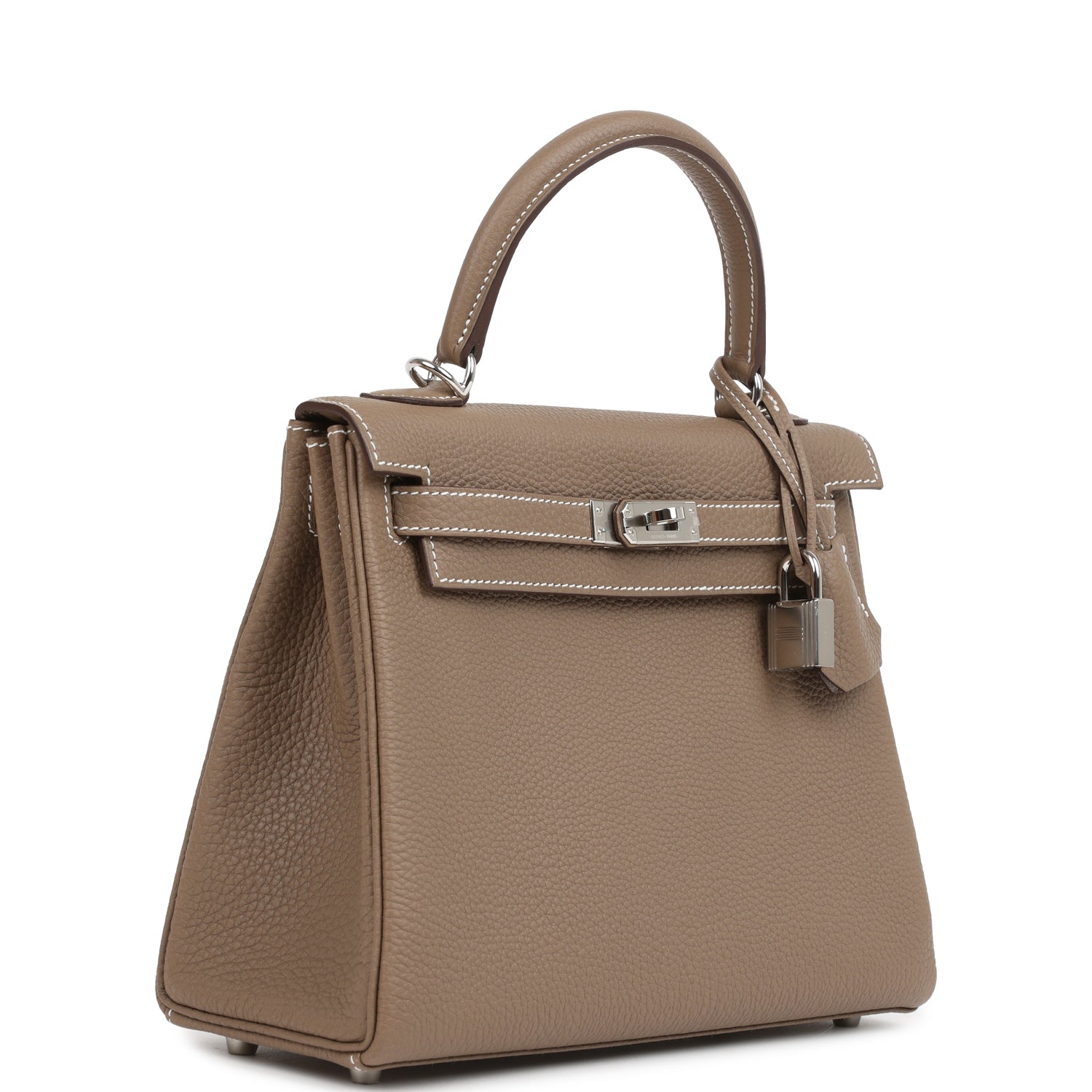 Kelly Retourne 25 Etoupe Togo Palladium Hardware Bag