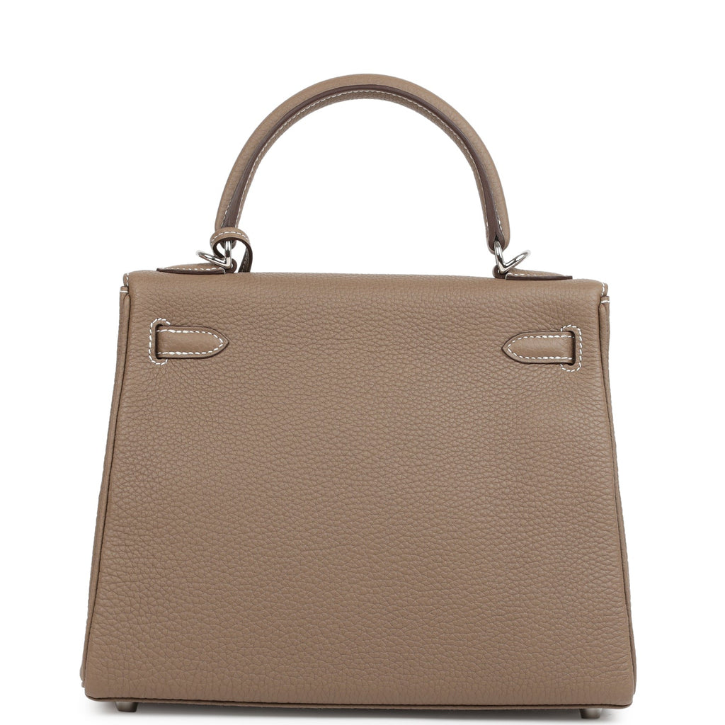 Kelly Retourne 25 Etoupe Togo Palladium Hardware Bag