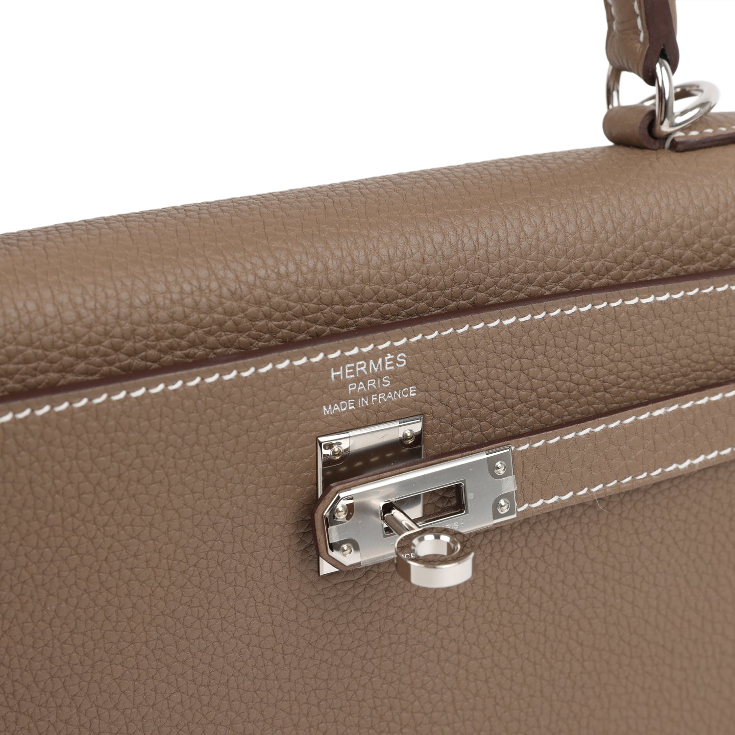 Kelly Retourne 25 Etoupe Togo Palladium Hardware Bag
