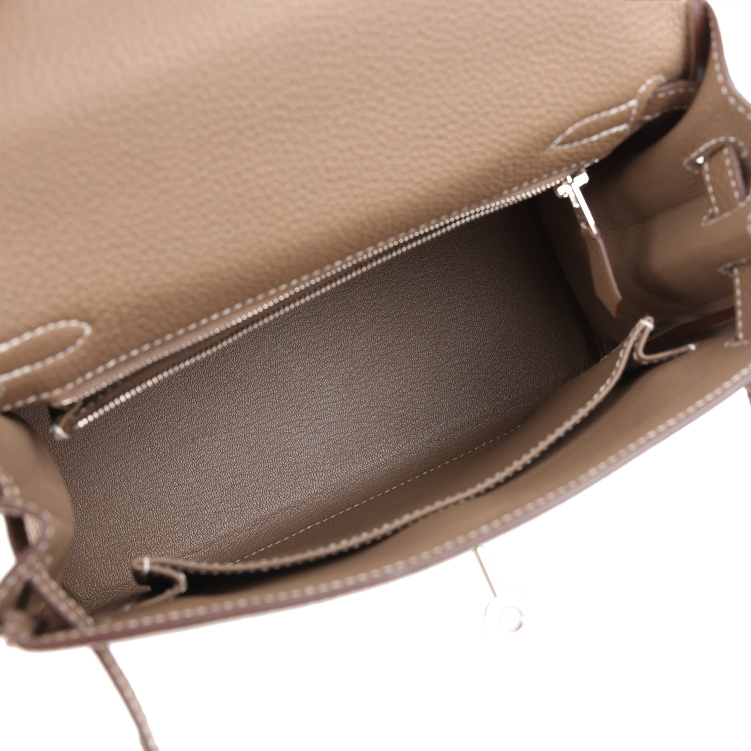 Kelly Retourne 25 Etoupe Togo Palladium Hardware Bag