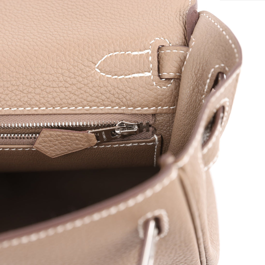 Kelly Retourne 25 Etoupe Togo Palladium Hardware Bag