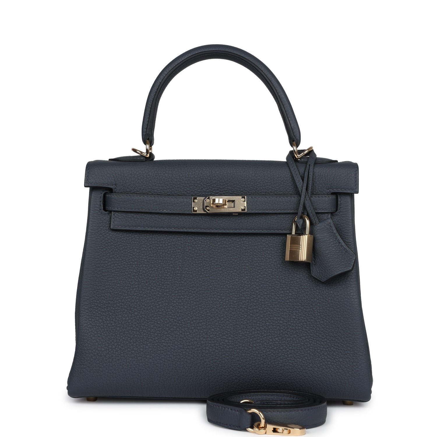 Kelly Retourne 25 Gris Misty Togo Permabrass Hardware Bag