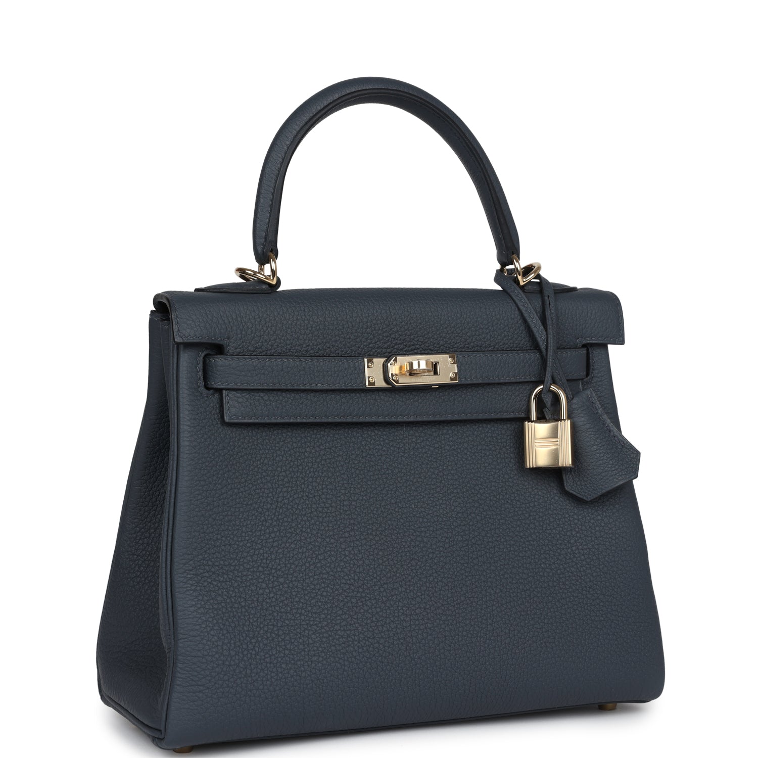 Kelly Retourne 25 Gris Misty Togo Permabrass Hardware Bag