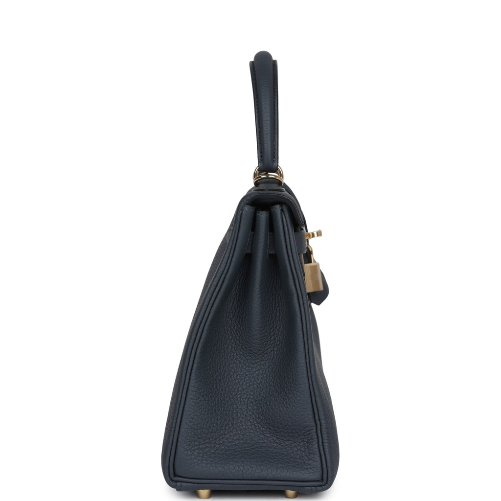 Kelly Retourne 25 Gris Misty Togo Permabrass Hardware Bag