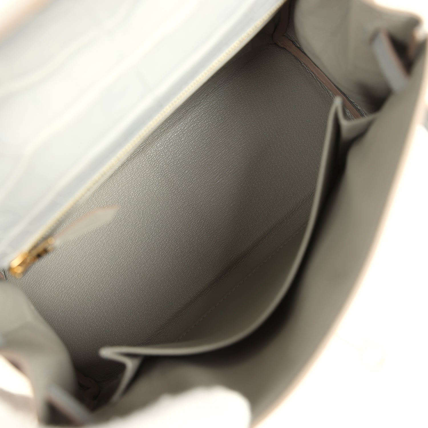 Kelly Retourne 25 Gris Perle Matte Alligator Gold Hardware Bag
