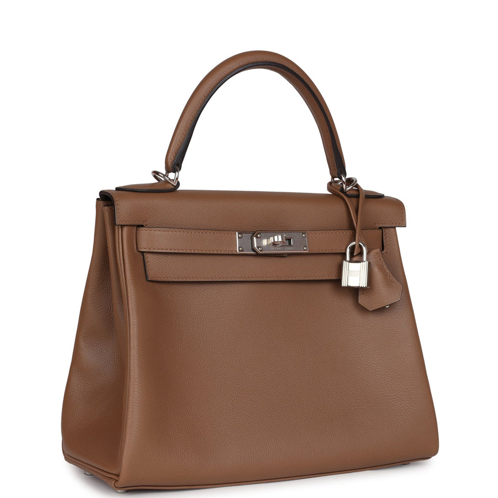 Kelly Retourne 28 Alezan Evercolor Palladium Hardware Bag