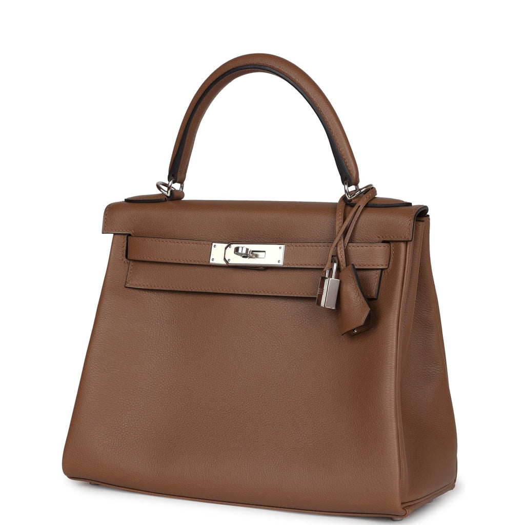 Kelly Retourne 28 Alezan Evercolor Palladium Hardware Bag