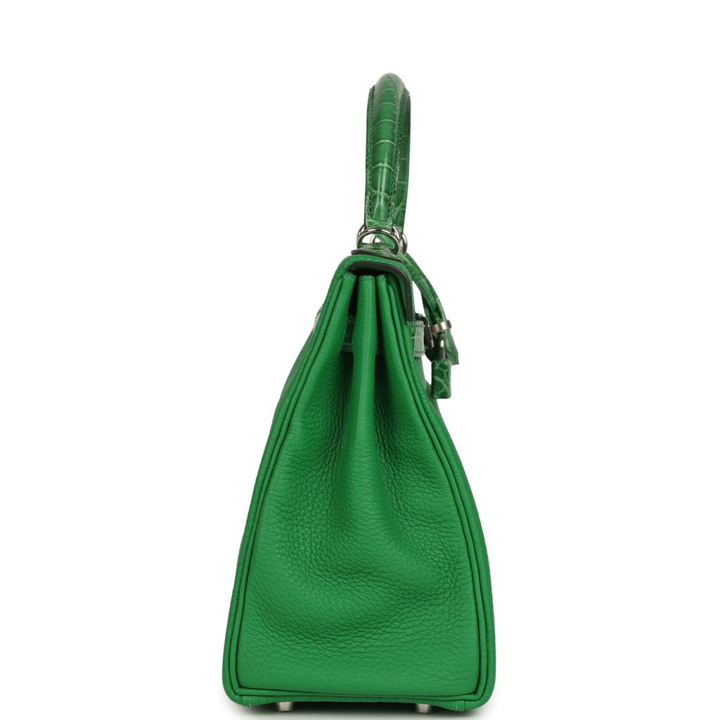 Kelly Retourne 28 Bambou Togo and Shiny Niloticus Crocodile Touch Palladium Hardware Bag