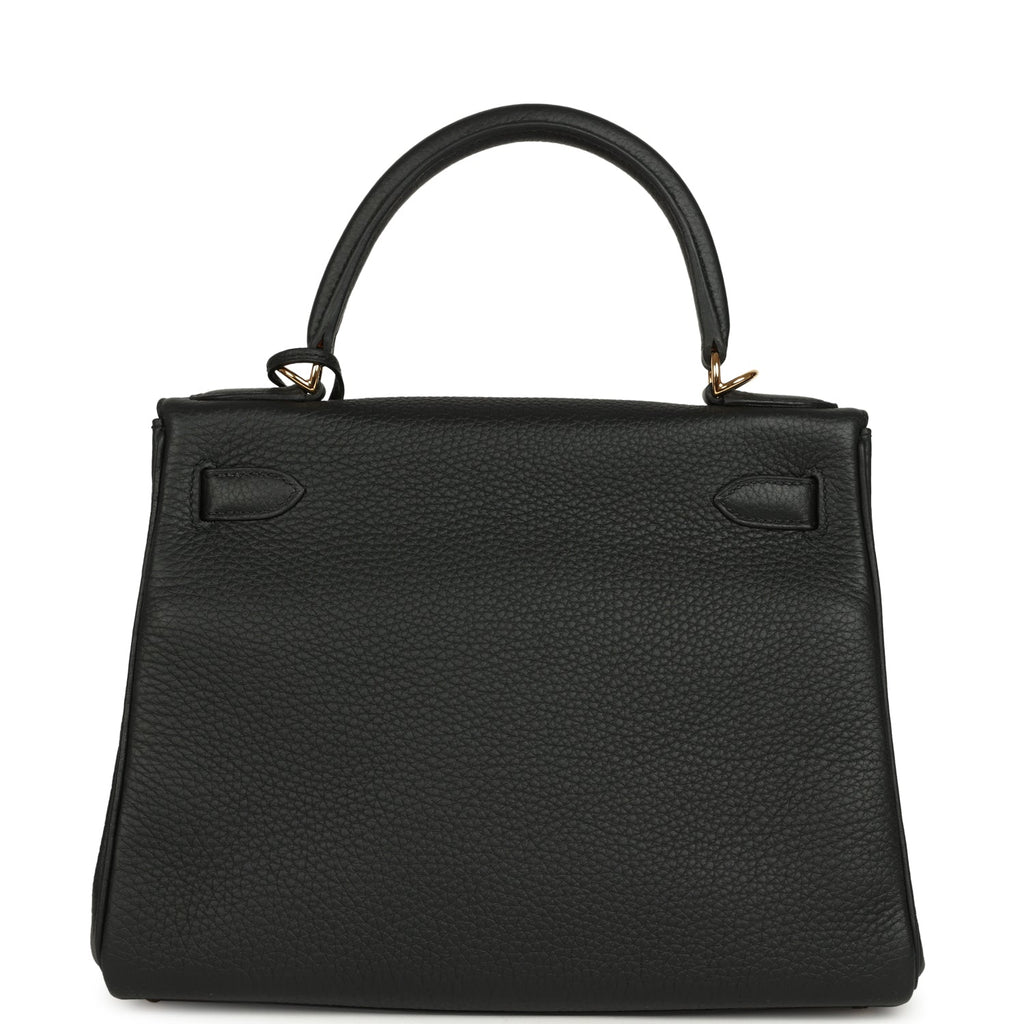 Kelly Retourne 28 Black Clemence Gold Hardware Bag