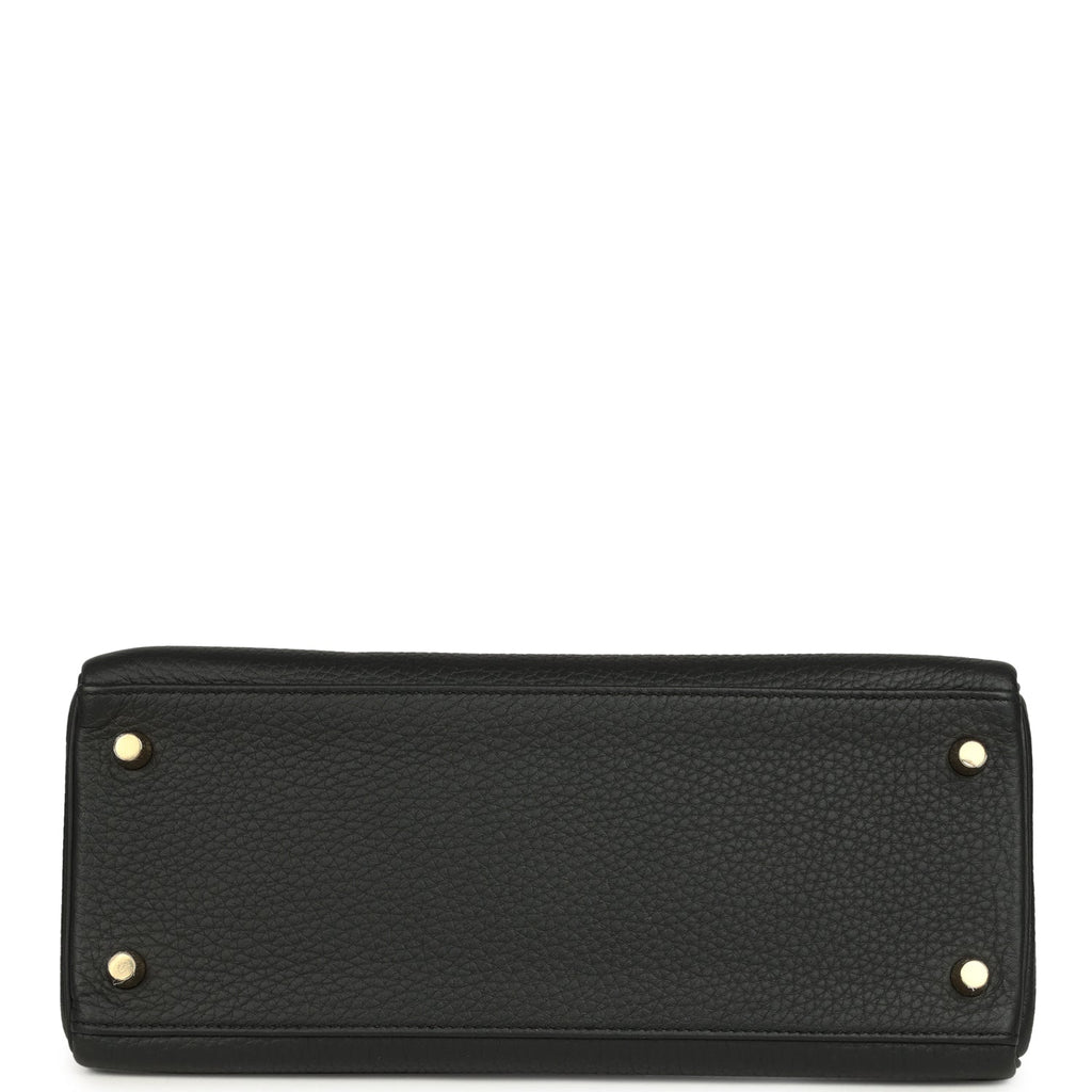Kelly Retourne 28 Black Clemence Gold Hardware Bag