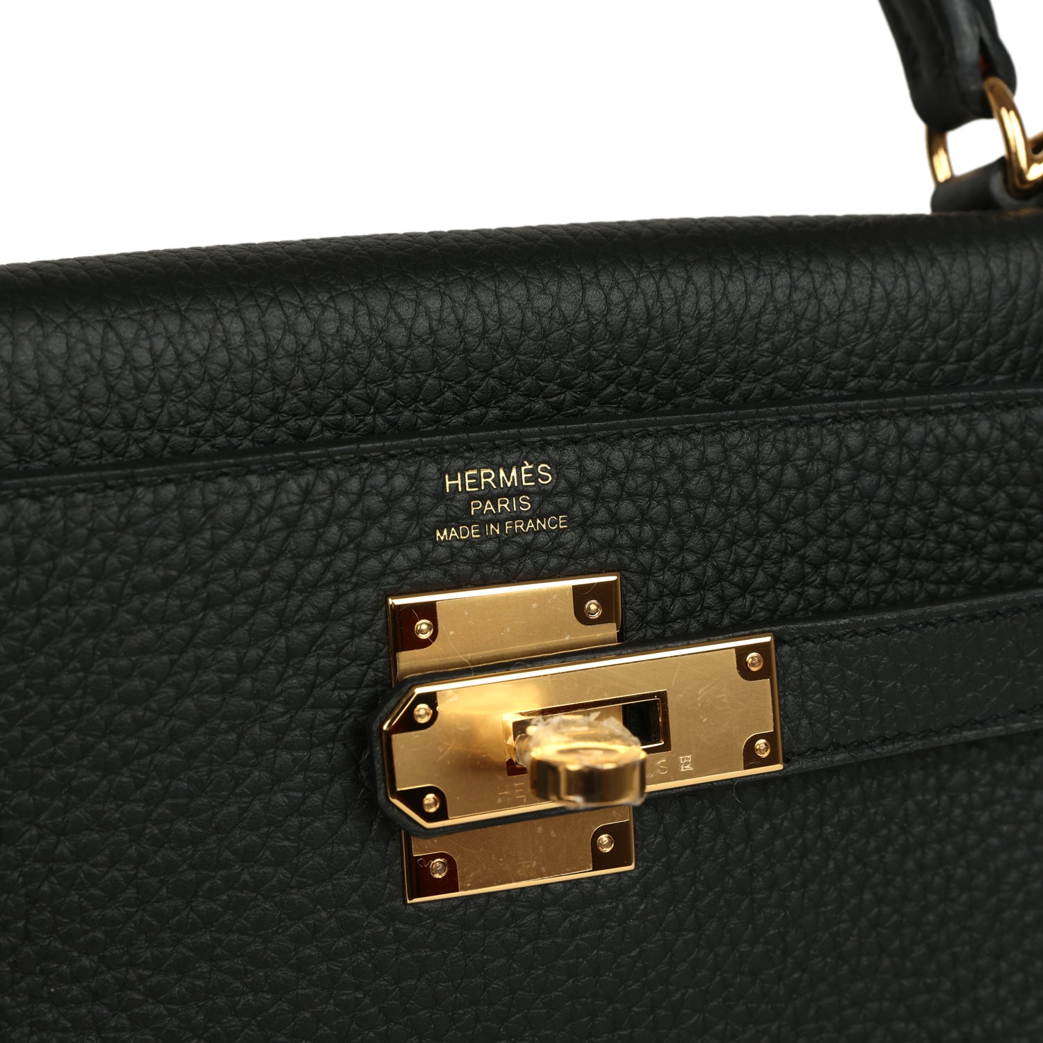 Kelly Retourne 28 Black Clemence Gold Hardware Bag