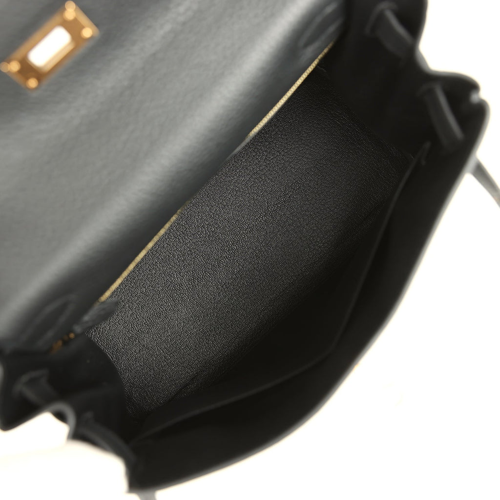 Kelly Retourne 28 Black Clemence Gold Hardware Bag