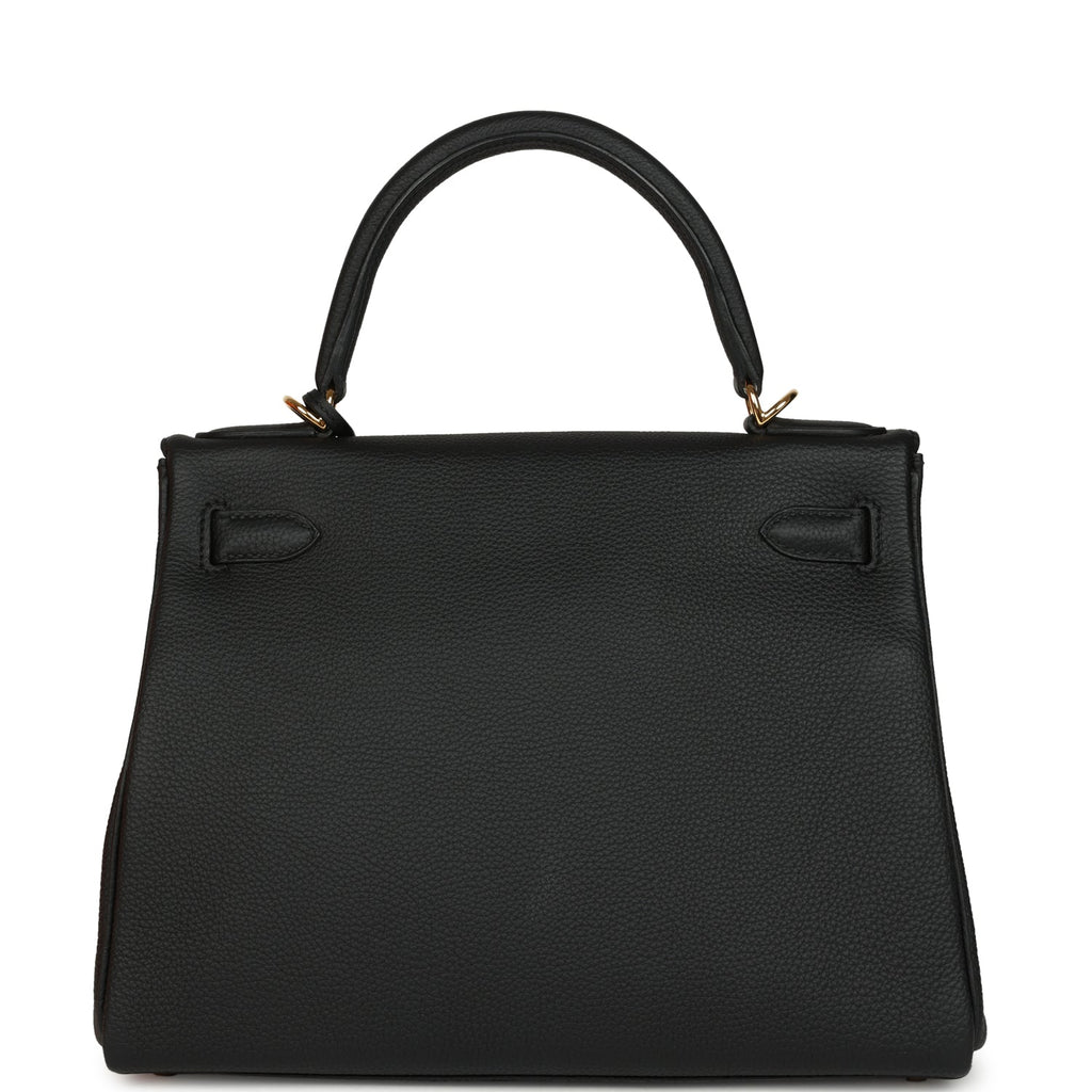 Kelly Retourne 28 Black Togo Gold Hardware Bag