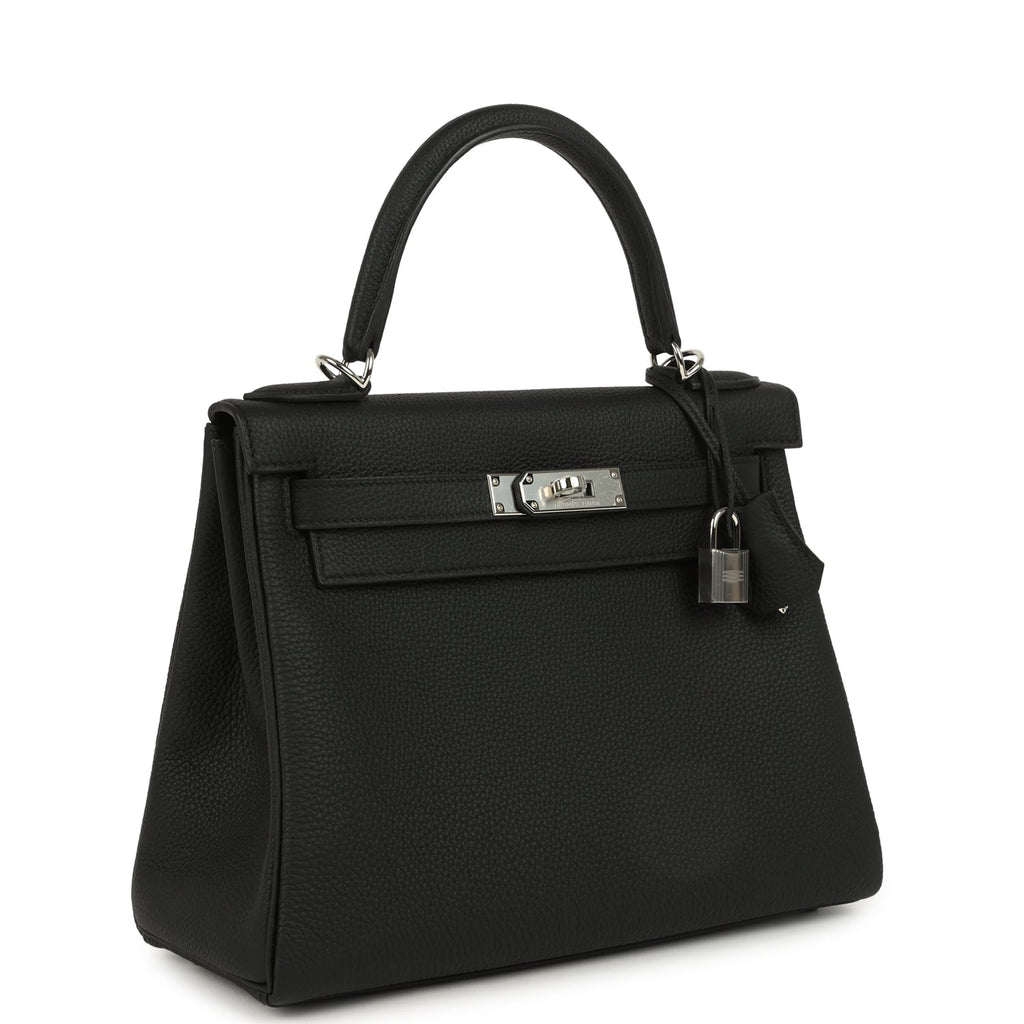 Kelly Retourne 28 Black Togo Palladium Hardware Bag