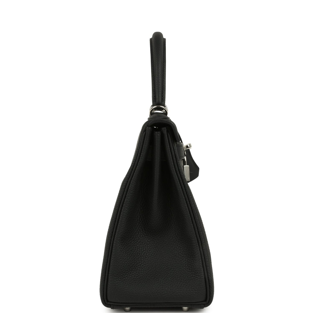 Kelly Retourne 28 Black Togo Palladium Hardware Bag