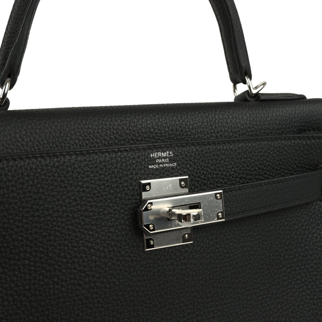 Kelly Retourne 28 Black Togo Palladium Hardware Bag