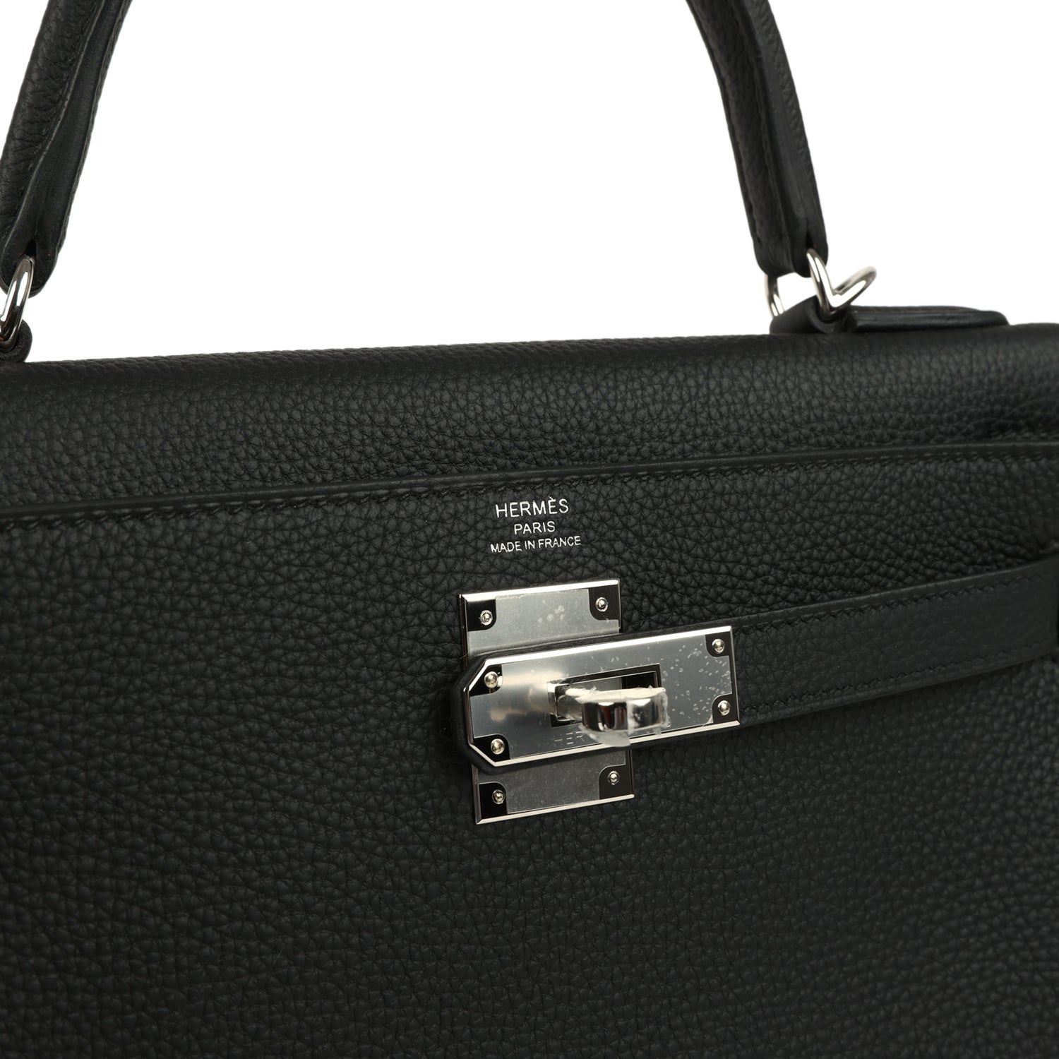 Kelly Retourne 28 Black Togo Palladium Hardware Bag