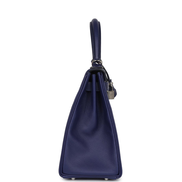 Kelly Retourne 28 Bleu Encre Verso Evercolor Palladium Hardware Bag