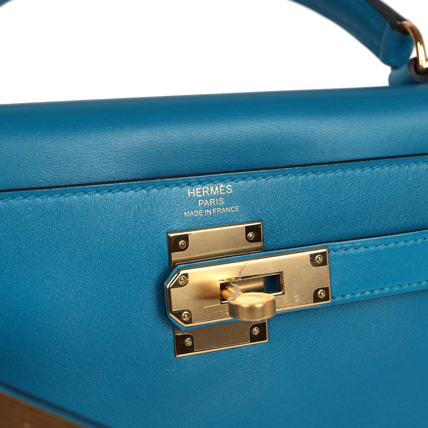 Kelly Retourne 28 Bleu Izmir Tadelakt Gold Hardware Bag