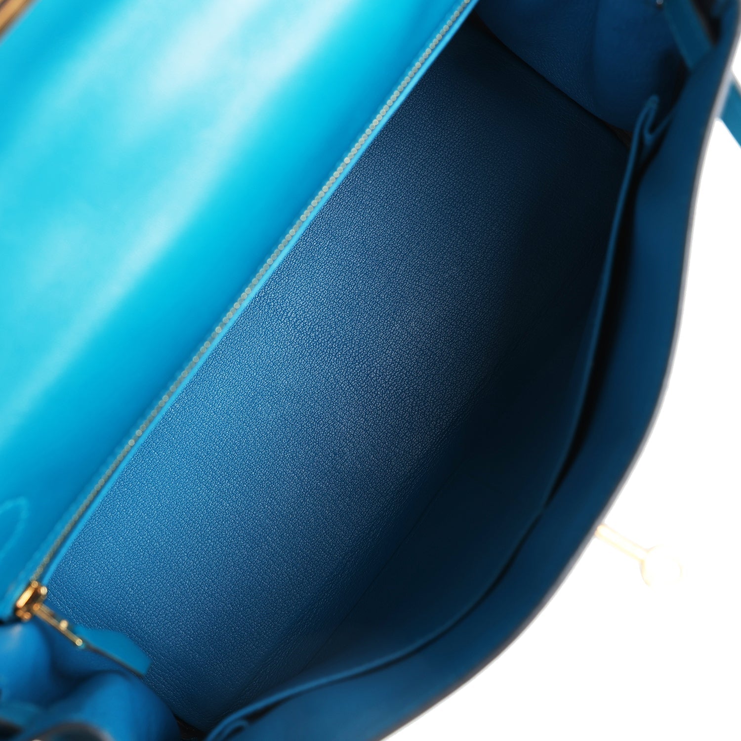 Kelly Retourne 28 Bleu Izmir Tadelakt Gold Hardware Bag