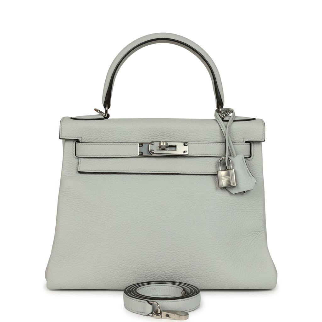 Kelly Retourne 28 Bleu Pale Clemence Palladium Hardware Bag