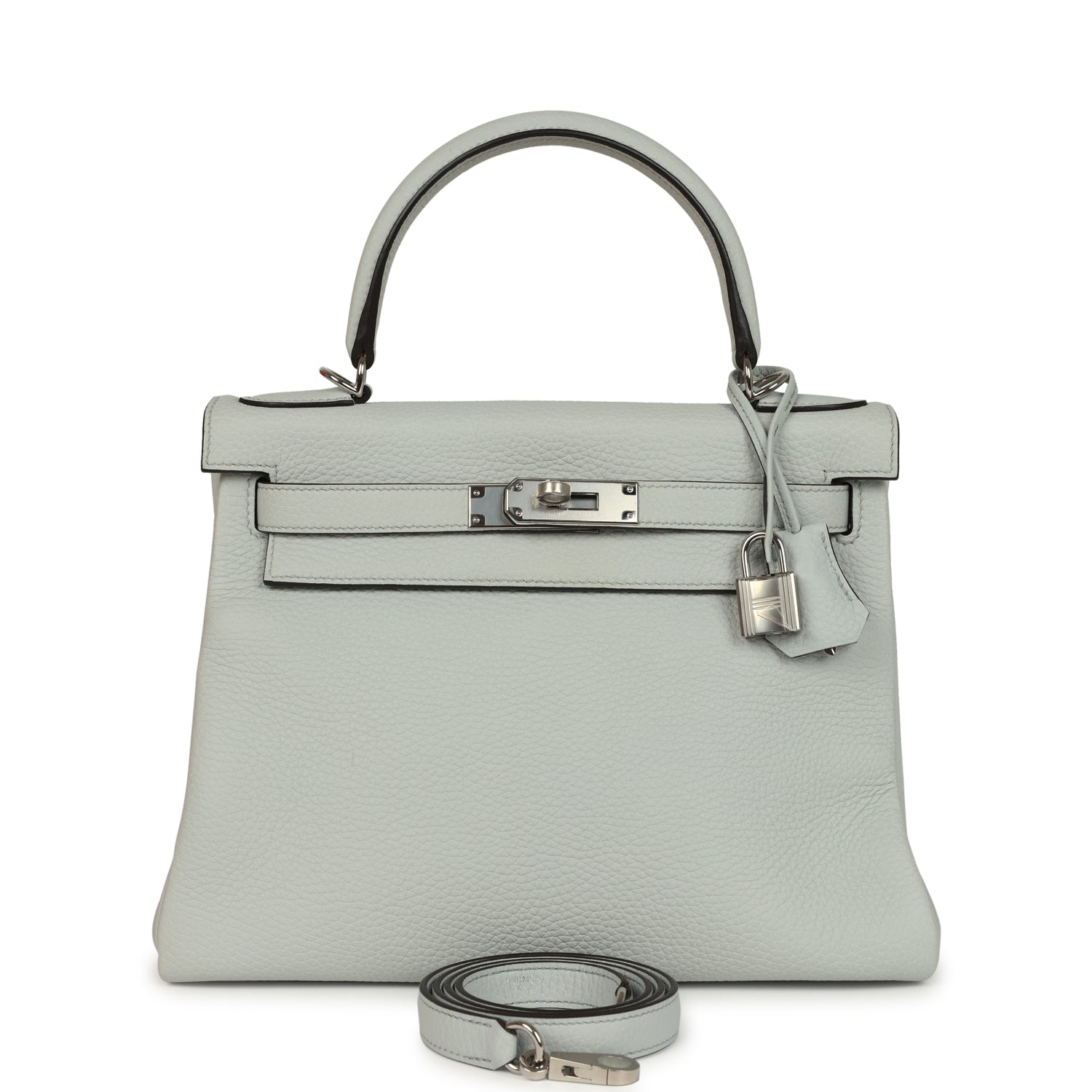Kelly Retourne 28 Bleu Pale Clemence Palladium Hardware Bag