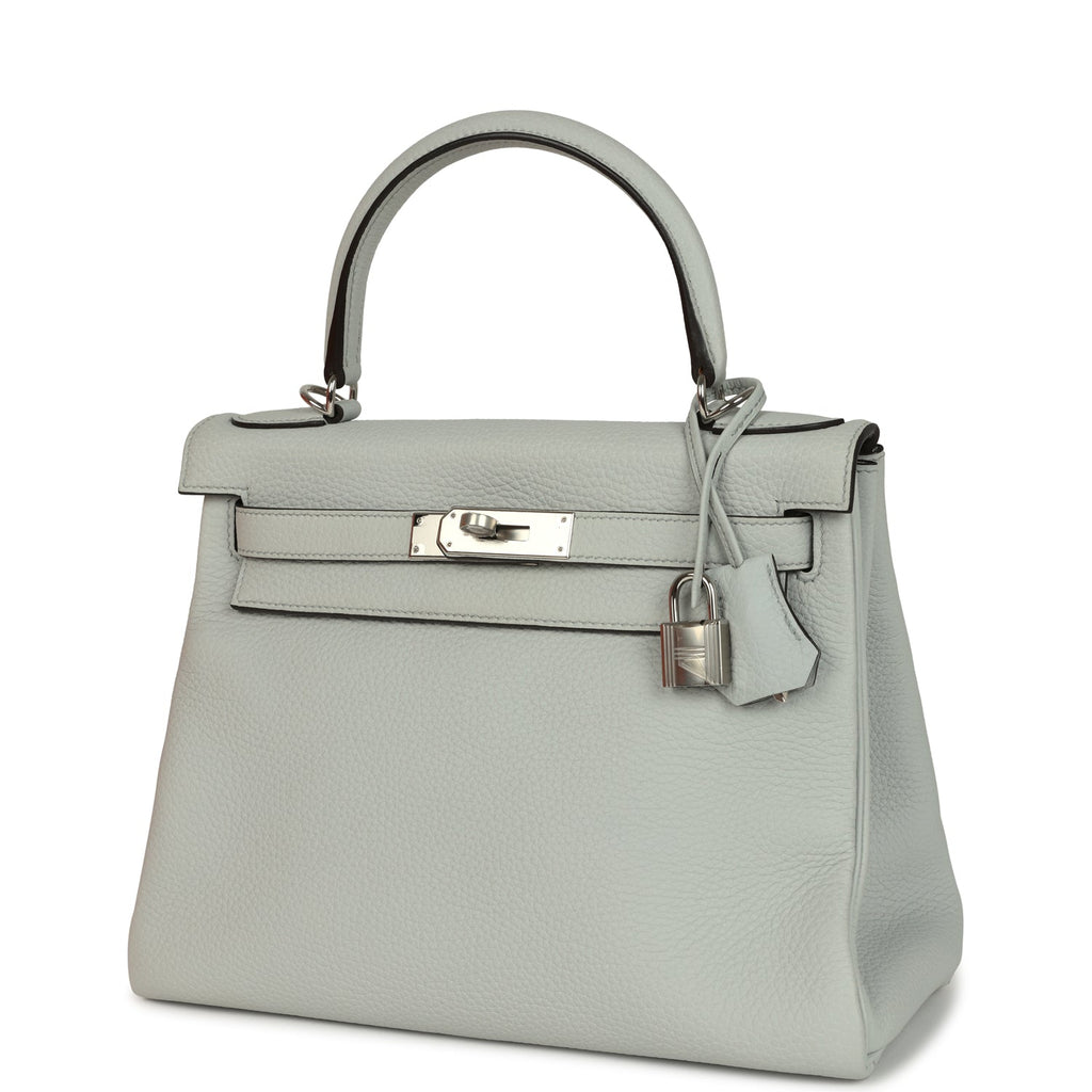 Kelly Retourne 28 Bleu Pale Clemence Palladium Hardware Bag