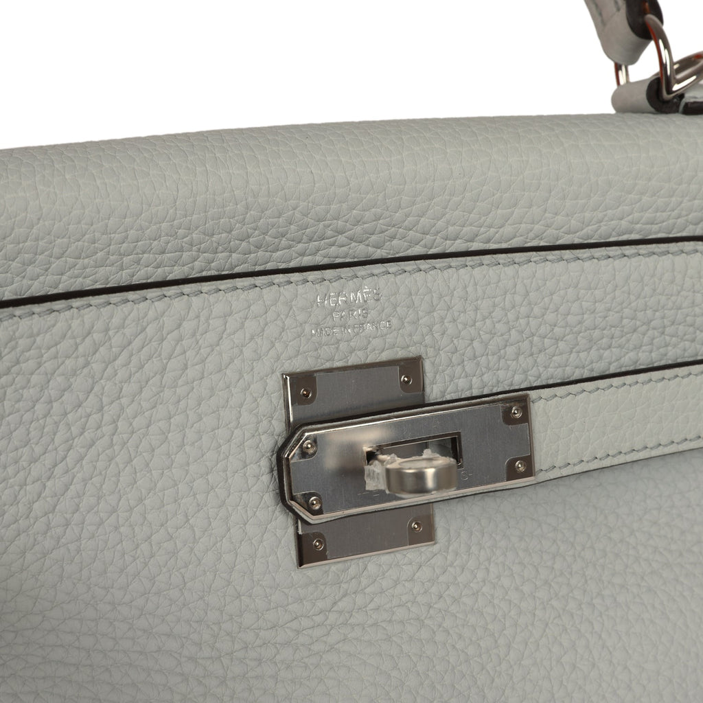 Kelly Retourne 28 Bleu Pale Clemence Palladium Hardware Bag