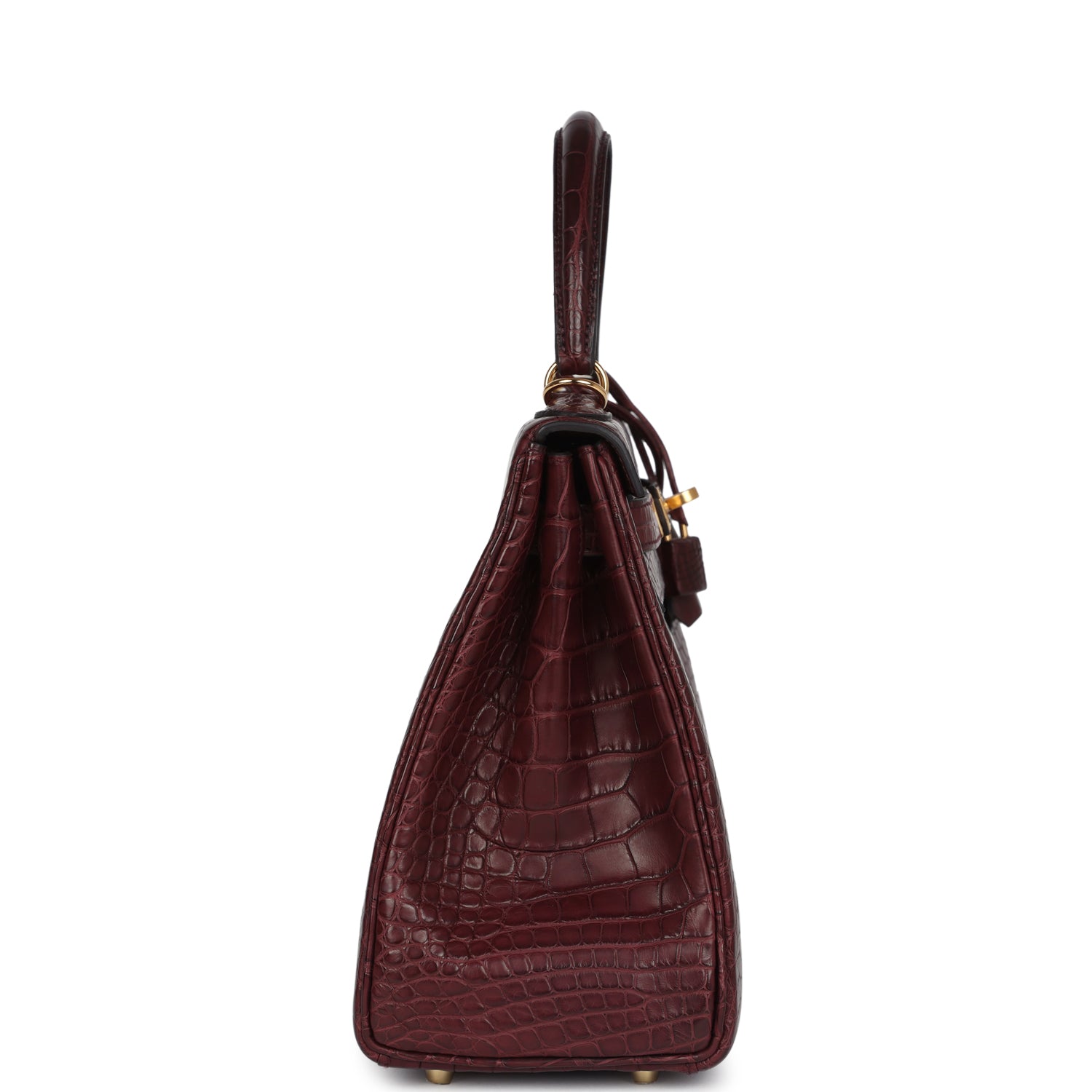 Kelly Retourne 28 Bordeaux Matte Alligator Gold Hardware Bag