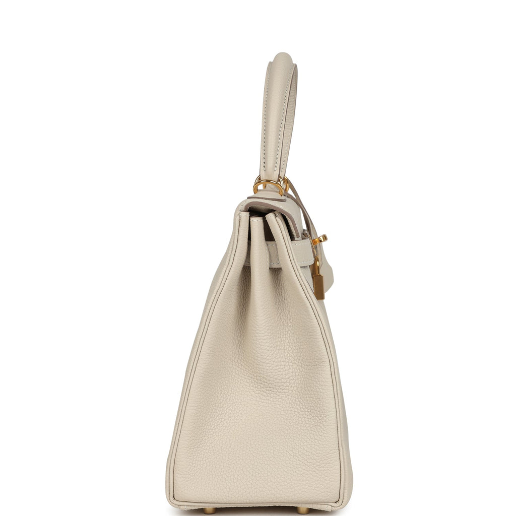 Kelly Retourne 28 Craie Togo Gold Hardware Bag