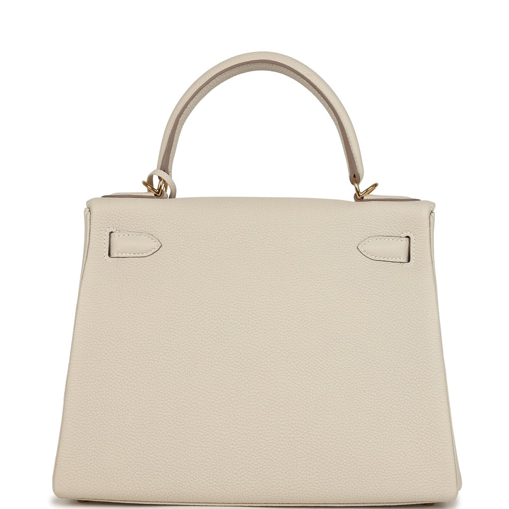 Kelly Retourne 28 Craie Togo Gold Hardware Bag