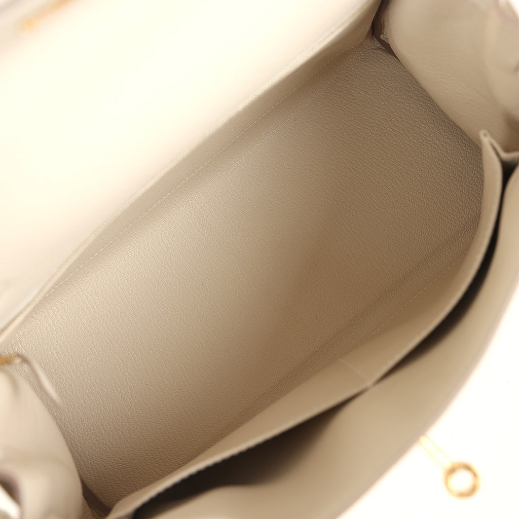 Kelly Retourne 28 Craie Togo Gold Hardware Bag