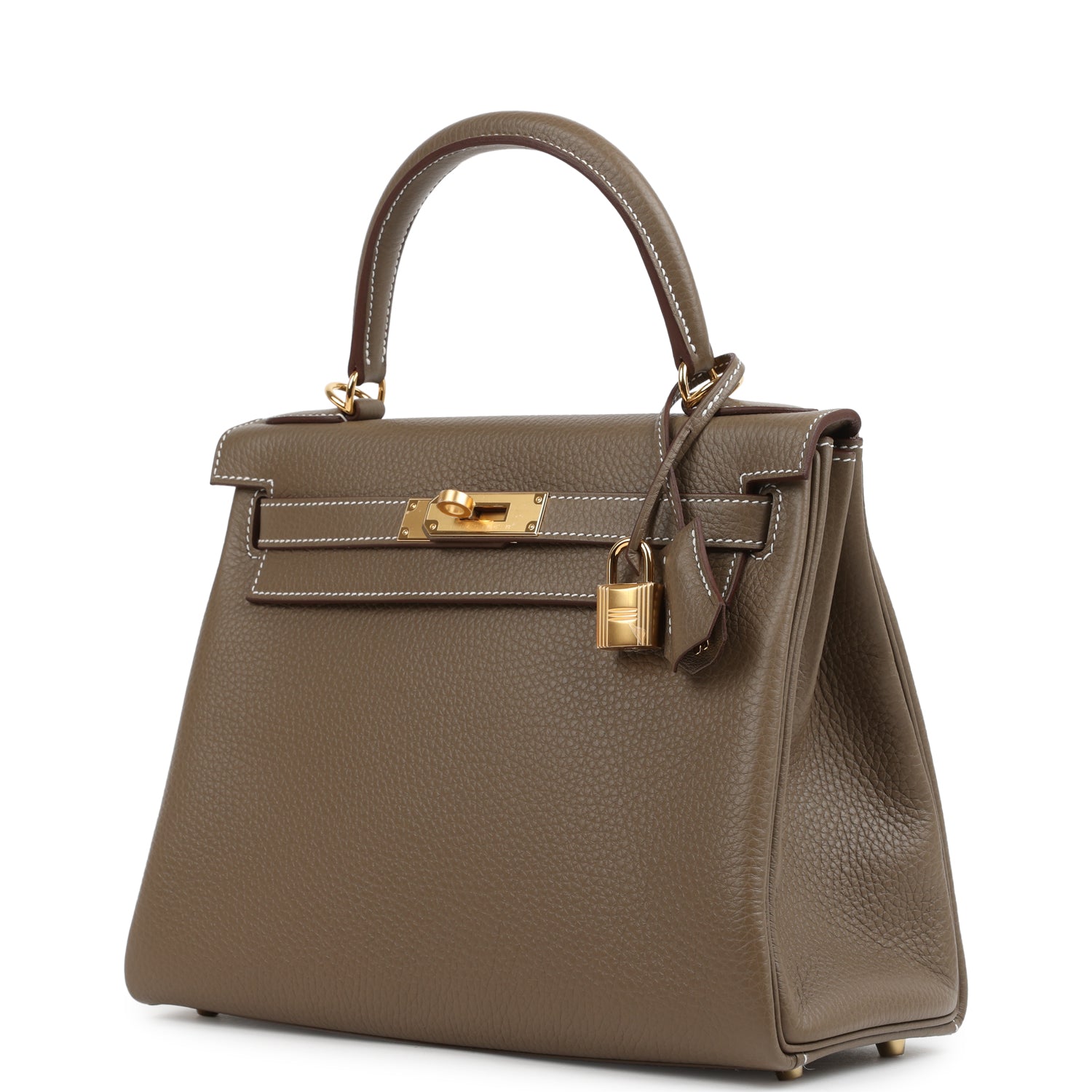 Kelly Retourne 28 Etoupe Clemence Gold Hardware Bag