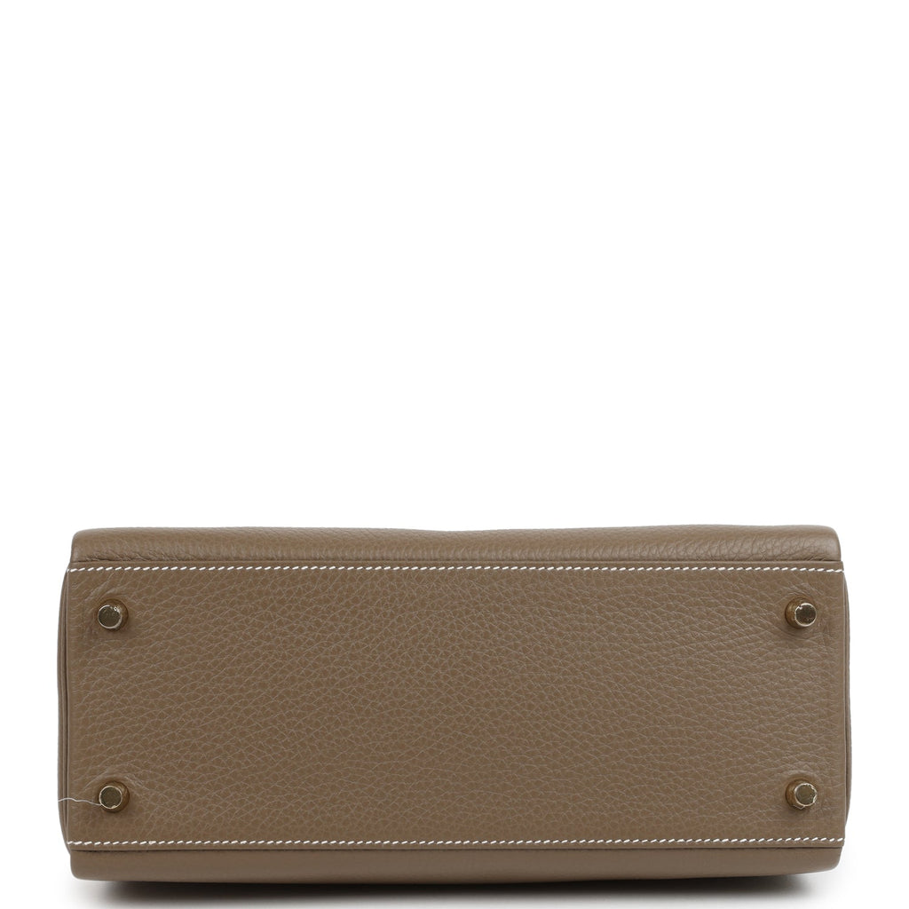 Kelly Retourne 28 Etoupe Clemence Gold Hardware Bag