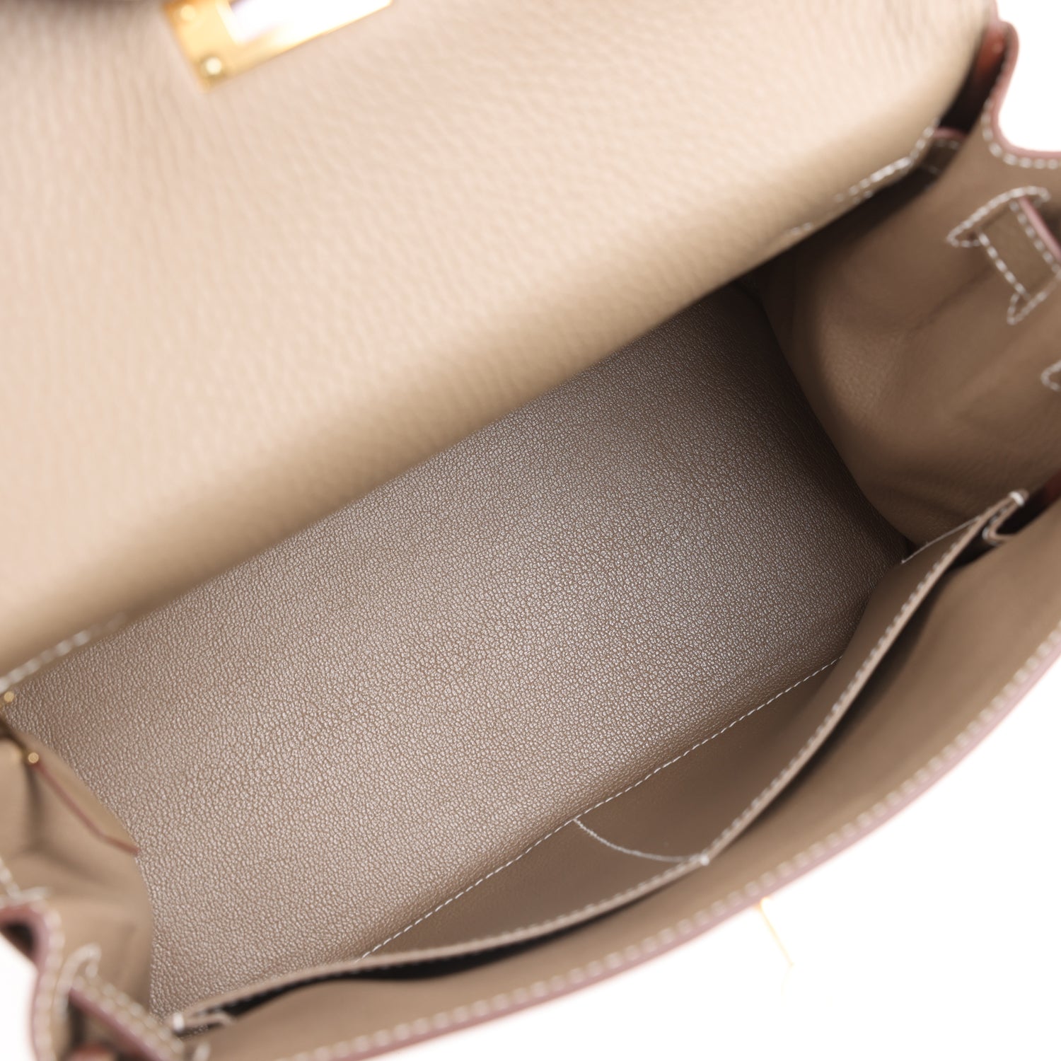 Kelly Retourne 28 Etoupe Clemence Gold Hardware Bag