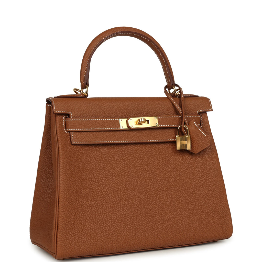 Kelly Retourne 28 Gold Togo Gold Hardware Bag