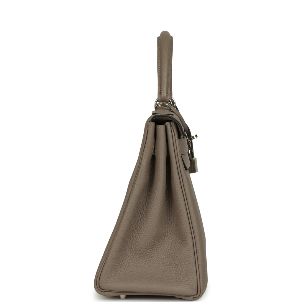 Kelly Retourne 28 Gris Asphalt Togo Palladium Hardware Bag