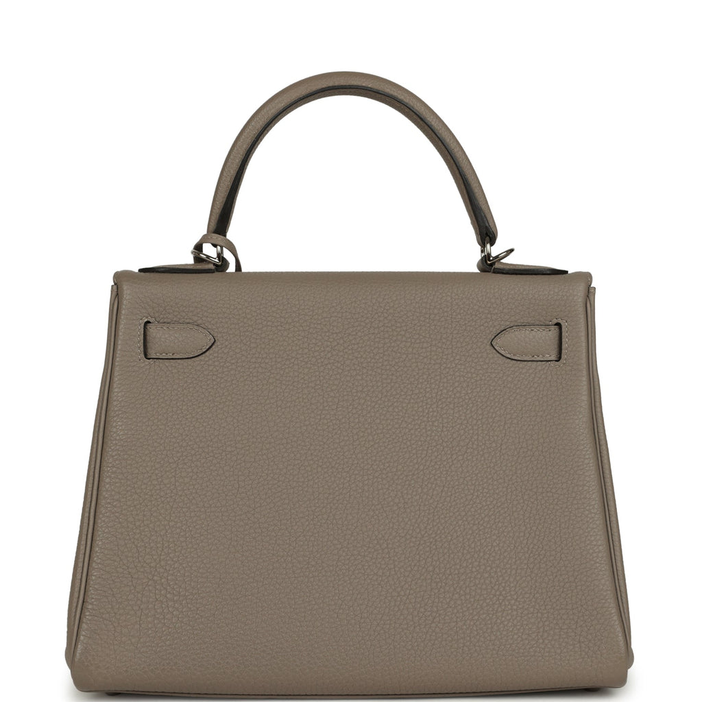 Kelly Retourne 28 Gris Asphalt Togo Palladium Hardware Bag